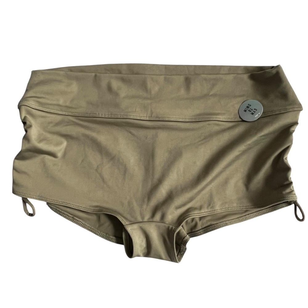 NWT Pink Sport Bottoms Gym To Swim Bootie Shorts Green Size L Side Drawstrings